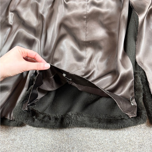 Vintage Borgana Brown Faux Fur Mid Length Double Breased Pea Coat Women’s Medium - Picture 8 of 14